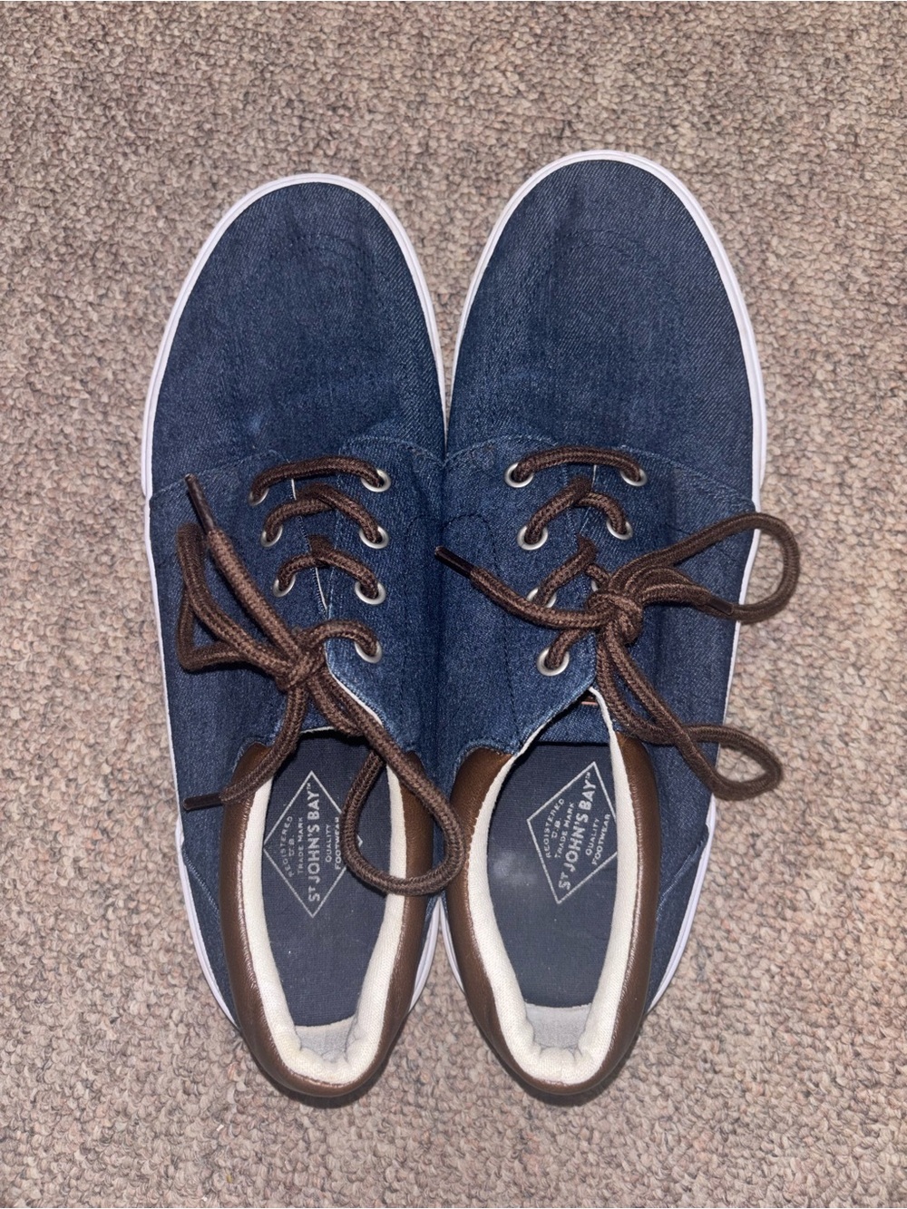 St. John's Bay Navy Canvas Sneakers with Brown Accents